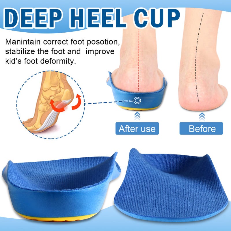 Ailaka Kids Orthotic Cushioning Arch Support Shoe Insoles, Children Pu Foam Inserts for Flat feet, Plantar Fasciitis, Feet Heel Pain Relief - Image 3